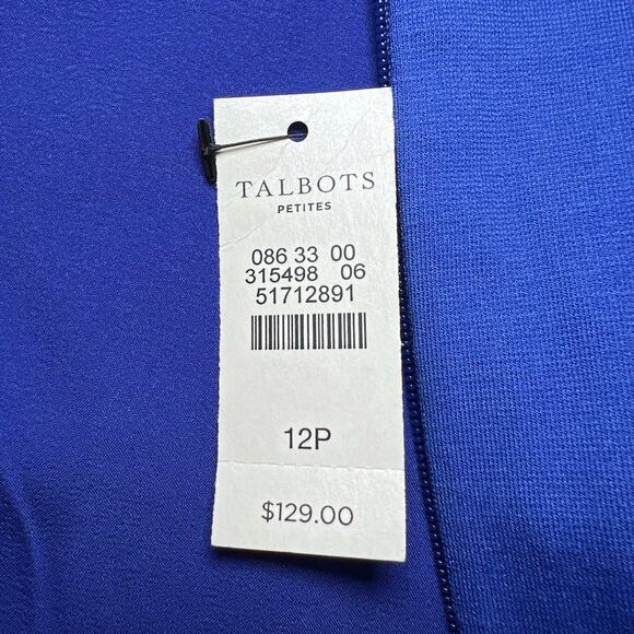 Talbots Petites Scallop Square Neckline Sheath Dress Size 12P Blue New With Tags - Picture 7 of 7